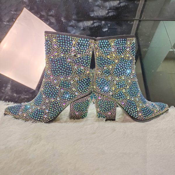Women's Sparkling Gemstone Mid-Calf Boots