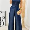 Women's Sleeveless Wide Leg Denim Jumpsuit