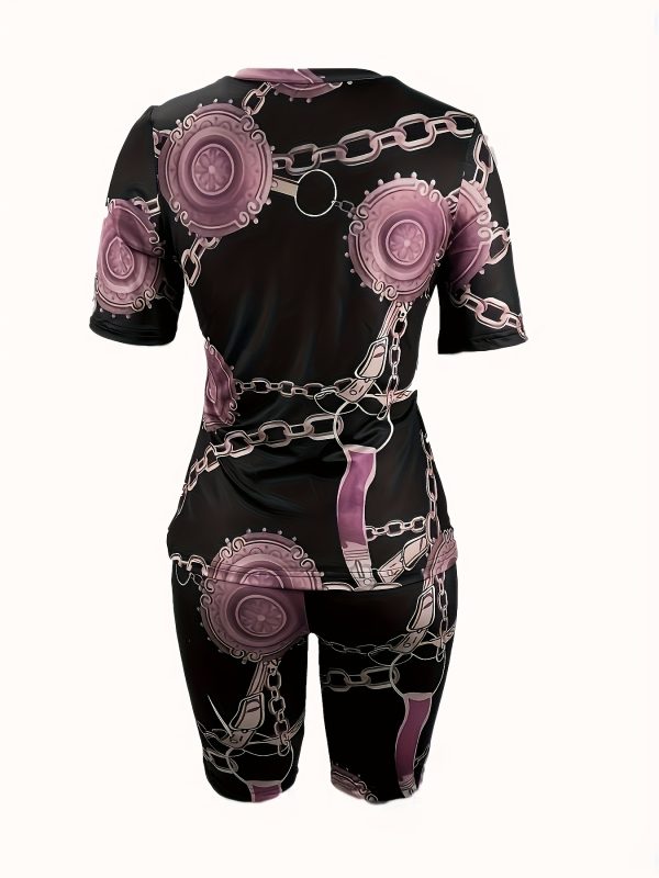 Fashionable Chain Design Women's Short Set