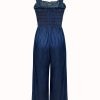 Women's Sleeveless Wide Leg Denim Jumpsuit
