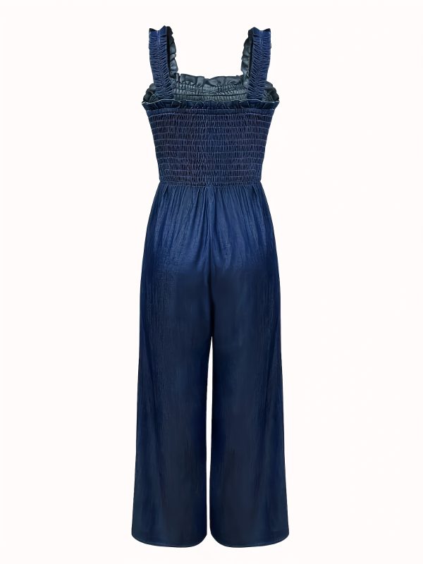 Women's Sleeveless Wide Leg Denim Jumpsuit