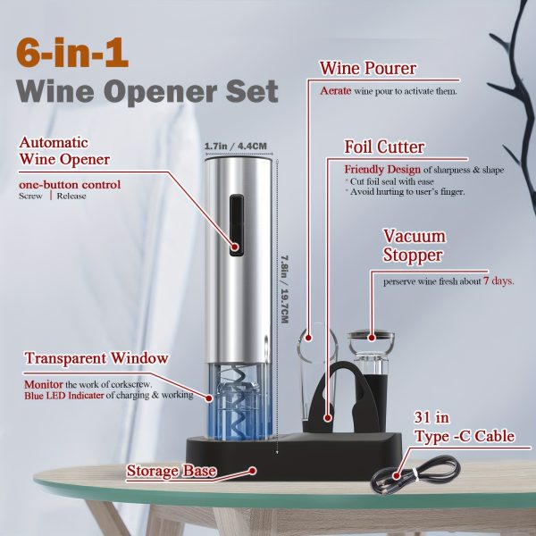 6-in-1 Rechargeable Electric Wine Opener