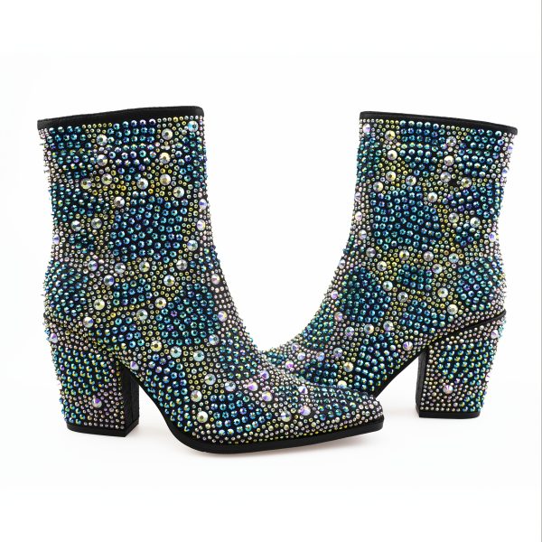 Women's Sparkling Gemstone Mid-Calf Boots