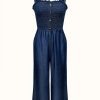 Women's Sleeveless Wide Leg Denim Jumpsuit