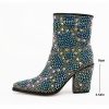 Women's Sparkling Gemstone Mid-Calf Boots