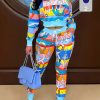 Chic Printed Two-Piece Set - Blouse & Trousers