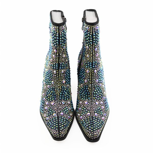 Women's Sparkling Gemstone Mid-Calf Boots