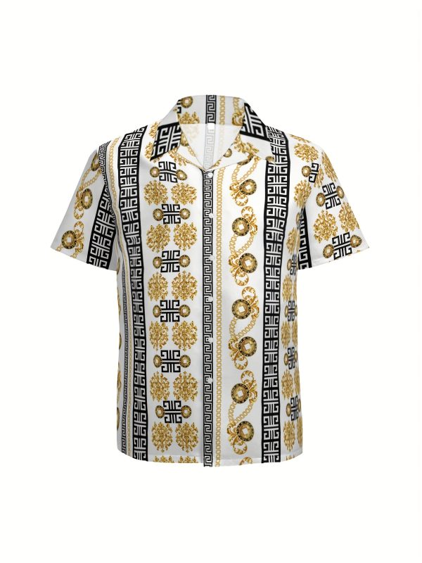 Stylish Golden Baroque: Men's Luxury Outfit with Hat