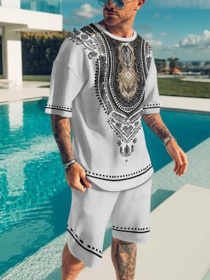 Casual Men's T-Shirt & Shorts Suit Breathable 3D Print