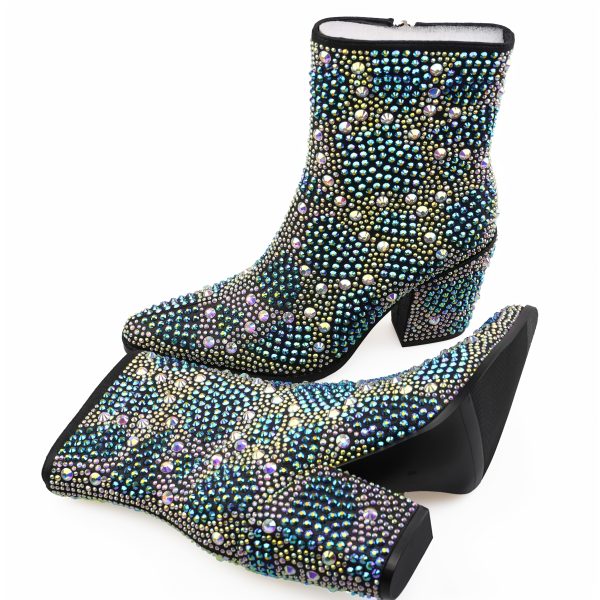 Women's Sparkling Gemstone Mid-Calf Boots
