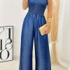 Women's Sleeveless Wide Leg Denim Jumpsuit