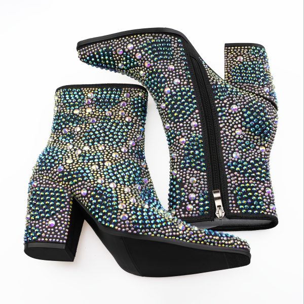 Women's Sparkling Gemstone Mid-Calf Boots