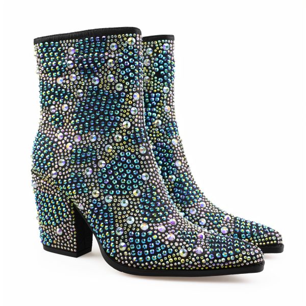 Women's Sparkling Gemstone Mid-Calf Boots