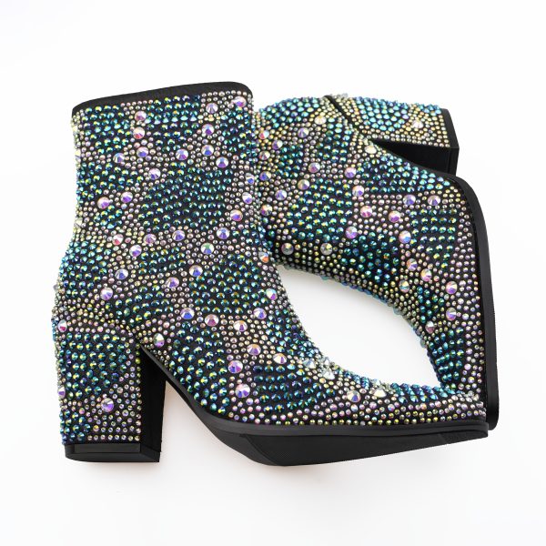 Women's Sparkling Gemstone Mid-Calf Boots
