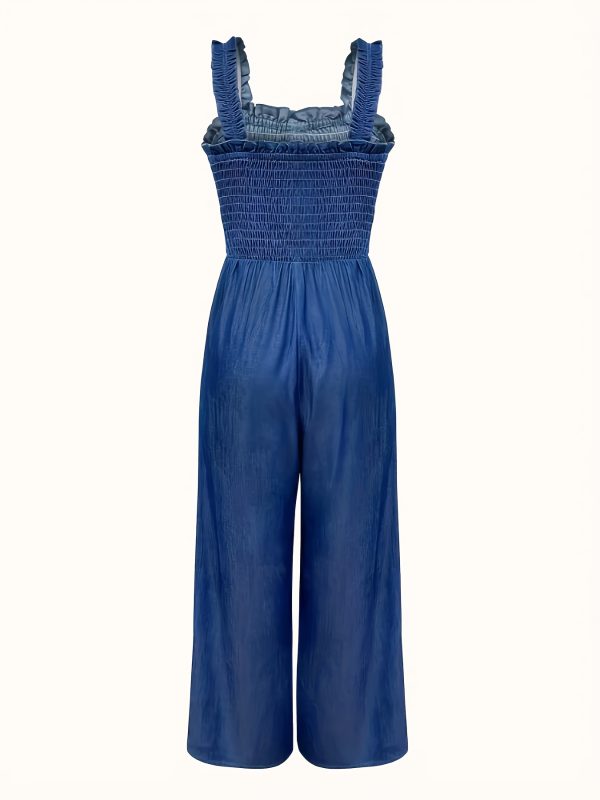 Women's Sleeveless Wide Leg Denim Jumpsuit