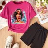 2pcs Set of Princess Short Sleeve Tee & Shorts