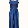 Women's Sleeveless Wide Leg Denim Jumpsuit