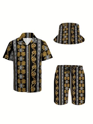 Luxury Black Baroque Men's Short Set
