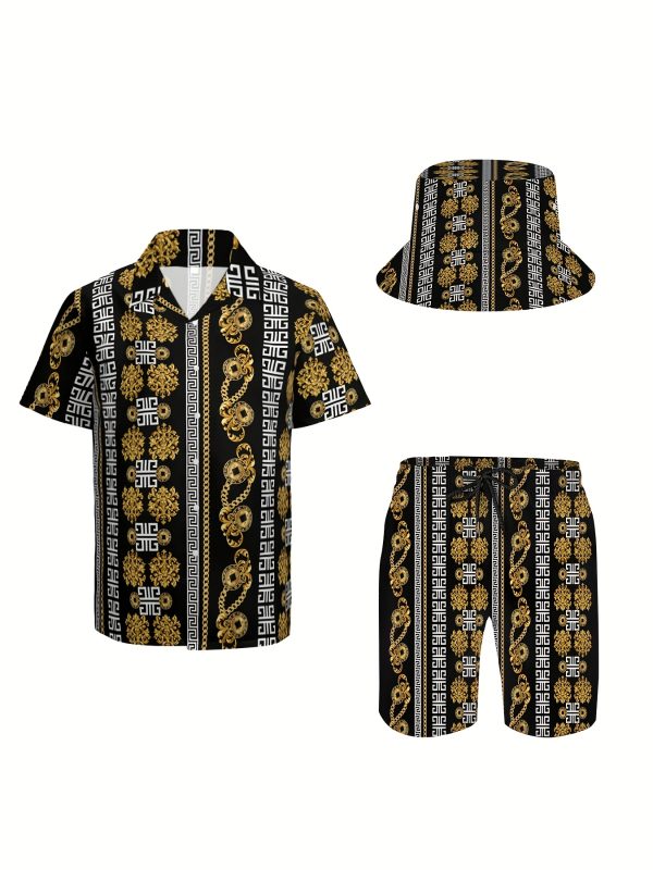 Luxury Black Baroque Men's Short Set