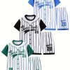 6pcs Baseball-Themed Summer Sports Jersey Set
