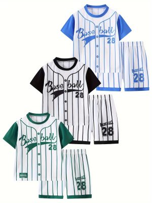 6pcs Baseball-Themed Summer Sports Jersey Set