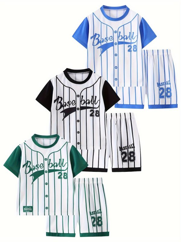6pcs Baseball-Themed Summer Sports Jersey Set