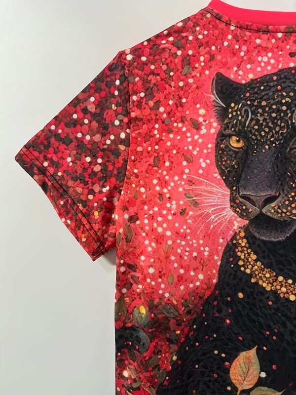 Women's Casual Leopard & Floral Print T-Shirt