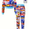 Chic Printed Two-Piece Set - Blouse & Trousers