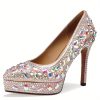 Women's 4 Inch Rhinestone Crystal Platform Heels