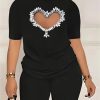 Women's Heart-Print Casual 2-Piece Set