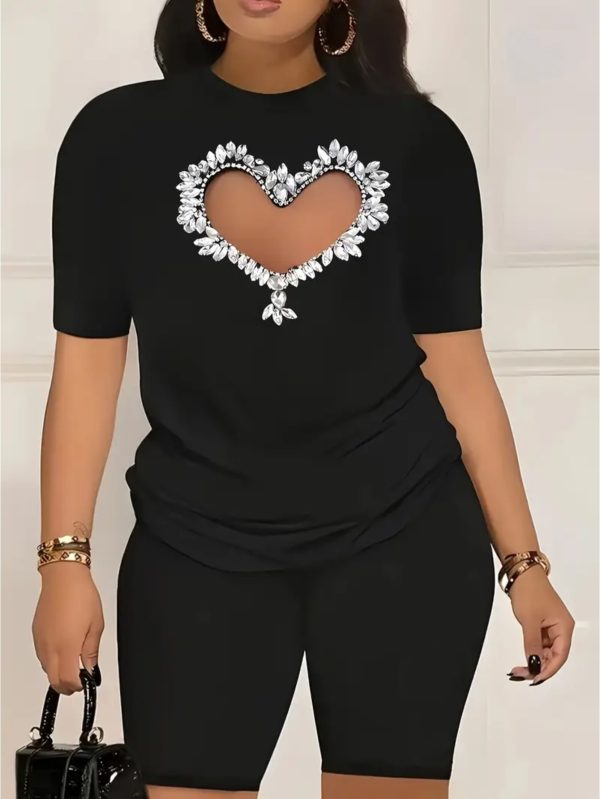 Women's Heart-Print Casual 2-Piece Set