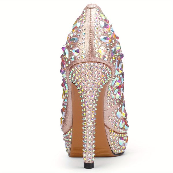 Women's 4 Inch Rhinestone Crystal Platform Heels